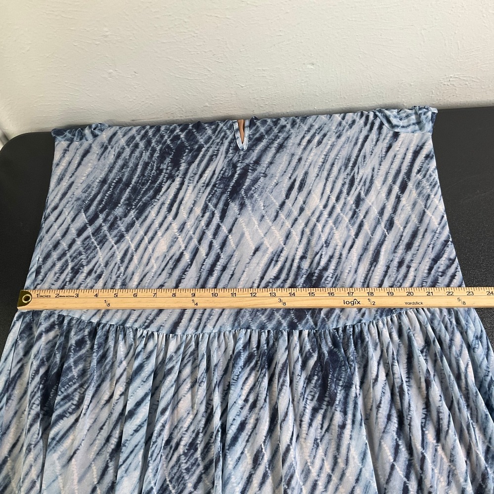 Michael Kors Maxi Dress Sz M Blue White Pleated‎ Tiered V-Neck Office Cocktail - Picture 10 of 15